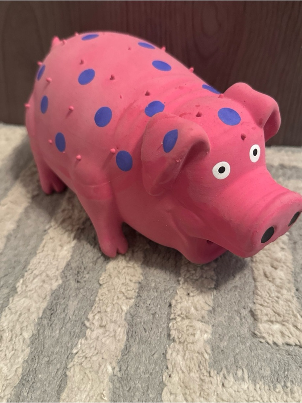 Pink Polka Dot Pig Dog Toy